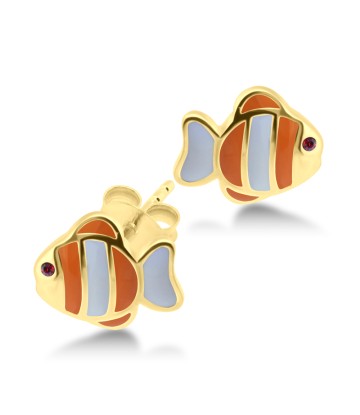 Gold Plated Kid Stud Earring Cute Fish STE-225-GP